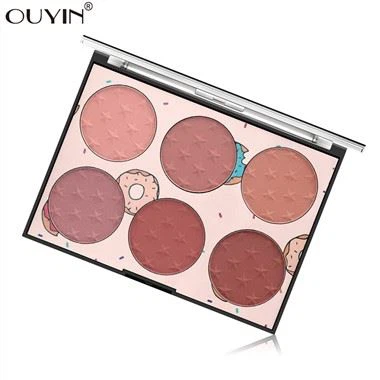 Seškrāsu dabīgi izturīga rouge sarkt palete